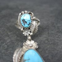 Unusual Southwestern Sterling Turquoise Charm Ring Size 7