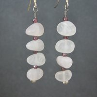 Long Sterling Rose Quartz Earrings