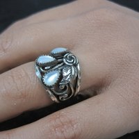 Southwestern Sterling Mother of Pearl Ring Sizes 5.5 & 6 New old Stock