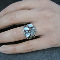 Southwestern Sterling Mother of Pearl Ring Sizes 5.5 & 6 New old Stock