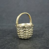 Miniature Vermeil Sterling Silver Woven Basket