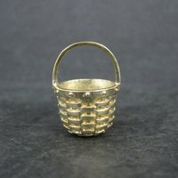 Miniature Vermeil Sterling Silver Woven Basket