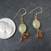 Gold Filled Lemon Quartz Carnelian Earrings Vintage Estate