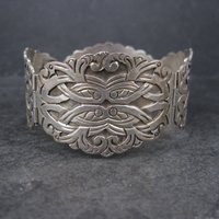 Ornate Vintage Mexican Sterling Panel Bracelet 7 Inches Ruiz