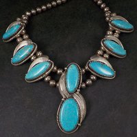 Vintage Navajo Turquoise Necklace Fred Guerro Sterling Silver