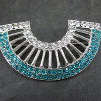 Vintage Aqua & Clear Rhinestone Brooch