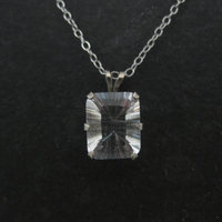Simple Sterling White Topaz Solitaire Pendant Necklace