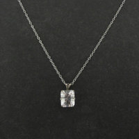 Simple Sterling White Topaz Solitaire Pendant Necklace