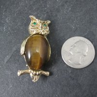 Vintage Tigers Eye Owl Brooch