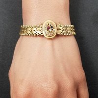 Antique 14K Sapphire Ruby Seed Pearl Bracelet