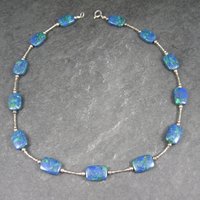 Vintage Sterling Southwestern Azurite Necklace 16 Inches