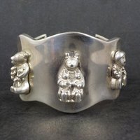 Sterling Storyteller Cuff Bracelet 6.5 Inches Acoma Pueblo Tony B Chino