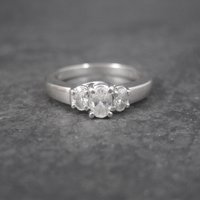 14K White Gold .50 Carat 3 Stone Diamond Ring Size 7