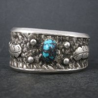 Turquoise Cuff Bracelet 6.25 Inches Heavy Vintage Native American Sandcast Aztec