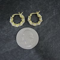 Small Vermeil Sterling Cz Latch Hoop Earrings