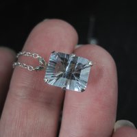 Simple Sterling White Topaz Solitaire Pendant Necklace