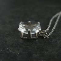 Simple Sterling White Topaz Solitaire Pendant Necklace