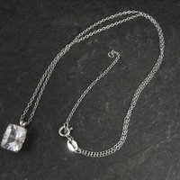 Simple Sterling White Topaz Solitaire Pendant Necklace