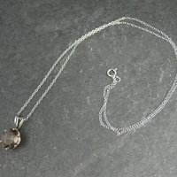 Vintage Sterling Smoky Quartz Solitaire Pendant Necklace