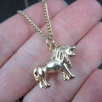 Vintage Gold Plated Lion Pendant Necklace Gum Ball Machine