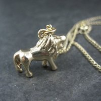 Vintage Gold Plated Lion Pendant Necklace Gum Ball Machine