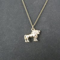 Vintage Gold Plated Lion Pendant Necklace Gum Ball Machine