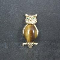 Vintage Tigers Eye Owl Brooch