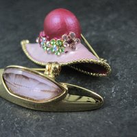Lot of 2 Ladies Hats Brooches Estate