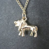 Vintage Gold Plated Lion Pendant Necklace Gum Ball Machine