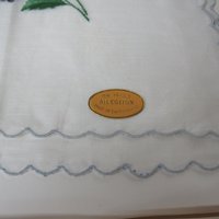 Vintage Swiss Embroidered Gray Flower handkerchief 15x15"
