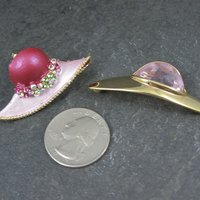 Lot of 2 Ladies Hats Brooches Estate