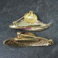 Lot of 2 Ladies Hats Brooches Estate