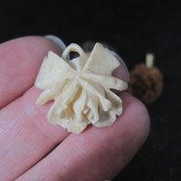 Lot of 4 Vintage Carved Flower Pendants Charms Brooch