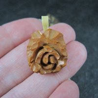 Lot of 4 Vintage Carved Flower Pendants Charms Brooch