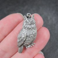 Vintage Pewter Owl Pendant Charm
