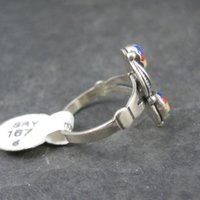Southwestern Sterling Inlay Feather Ring Size 6 NOS