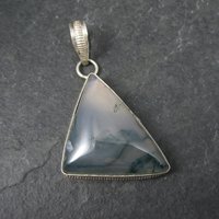 Vintage Sterling Moss Agate Pendant