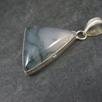 Vintage Sterling Moss Agate Pendant