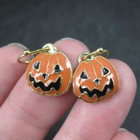 Enamel Jack O Lantern Pumpkin Earrings