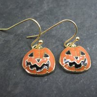 Enamel Jack O Lantern Pumpkin Earrings
