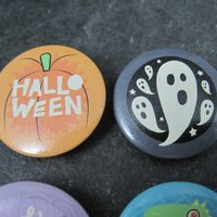 Set of 4 Halloween Pinback Pins 1 Inch
