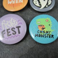 Set of 4 Halloween Pinback Pins 1 Inch