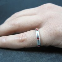 Sterling Ruby Red Crystal Band Ring Sizes 4 and 6 Available New Old Stock