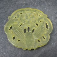 Vintage Carved Translucent Jadeite Moth Pendant Medallion