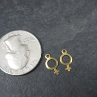 Lot of 2 Tiny Brass Woman Symbol Charms