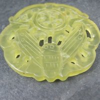 Vintage Carved Translucent Jadeite Moth Pendant Medallion