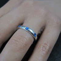 Sterling Sapphire Blue Crystal Band Ring Sizes 4 and 6 Available New Old Stock