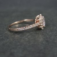Rose Gold Vermeil Cz Halo Ring Size 8 Estate Sterling Silver