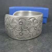 February Flower Birthday Cuff Bracelet Salisbury Pewter 6.5 Inches