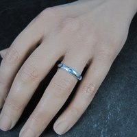 Sterling Sapphire Blue Crystal Band Ring Sizes 4 and 6 Available New Old Stock